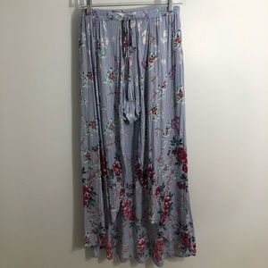 Floral long skort with elastic waist